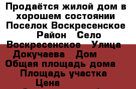 Продаётся жилой дом в хорошем состоянии Поселок Воскресенское › Район ­ Село Воскресенское › Улица ­ Докучаева › Дом ­ 64 › Общая площадь дома ­ 36 › Площадь участка ­ 17 › Цена ­ 450 000 - Саратовская обл. Недвижимость » Дома, коттеджи, дачи продажа   